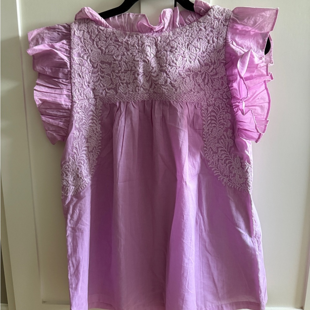 Purple Lace Embellished Blouse J.marie XS - Picture 2 of 7